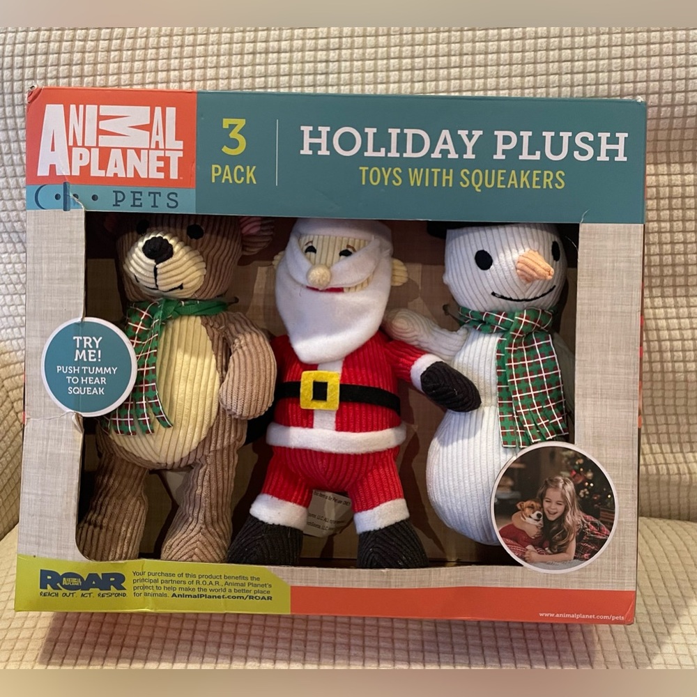 Animal Planet Dog Toys 3 Piece Set Plush Christmas